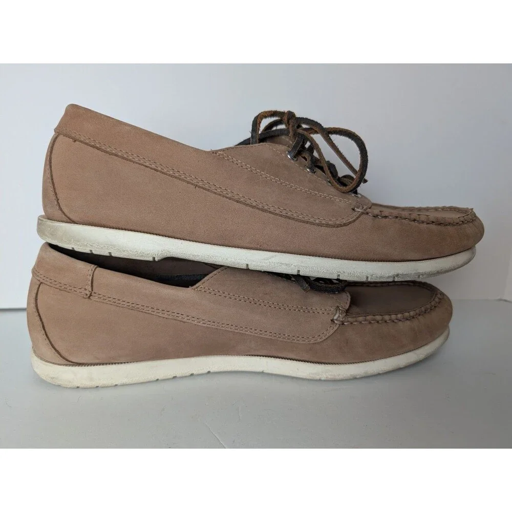 L.L Bean Men's Blucher Brown Leather Handsewn Boat Moccasin Shoes Size 11.5 EE